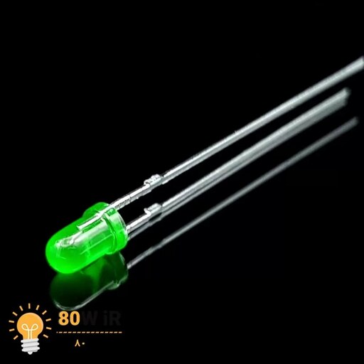 LED سبز 3mm مات پایه بلند (بسته 20 عددی)