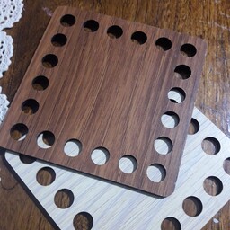 کفی چوبی تریکوبافی طرح مربع 8 سانتی مخصوص انواع سبدهای تریکوبافی رنگ کرمی و قهوه ای