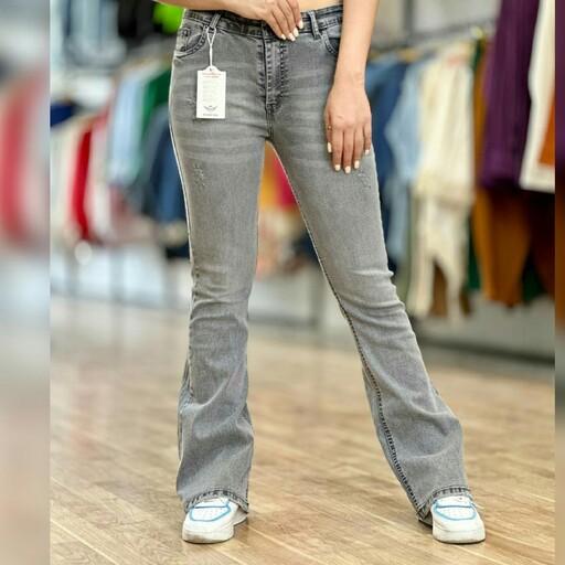 شلوار جین زنانه بوتکات شلوار زنانه بوتکات دمپا گشاد سایز 38 تا 48 مشکی و ذغالی تا سایز 50  قد کار103  ارسال رایگان