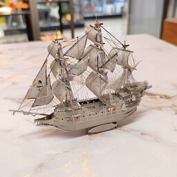 ماکت دکوری دستساز استیل رنگ ثابت مدل کشتی دزدان دریایی مینیاتوری بدون پایه گردان ویترینی