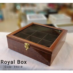 جعبه تی بگ(تی باکس)چوبی 7خانه مربع قهوه ای 210011