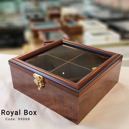 جعبه تی بگ(تی باکس)چوبی 4خانه مربع قهوه ای 210009 