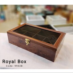 جعبه تی بگ(تی باکس)چوبی 6خانه مستطیل قهوه ای210006