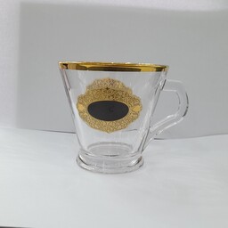 فنجان آنتالیا لب طلا گل رویال مشکی