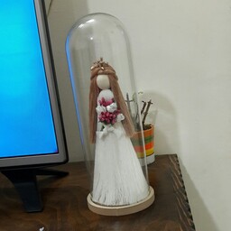 عروسک فرشته مکرومه دست ساز داخل حباب شیشه ای