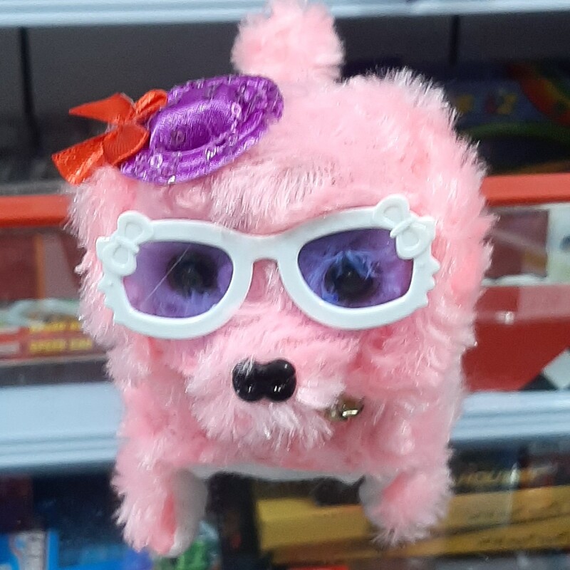 سگ پشمالو پارس کن با کلاه و عینک باطری خور
