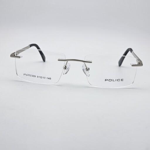 فریم عینک طبی مردانه بدون قاب درجه یک رنگ نقره ای ارسال رایگان
