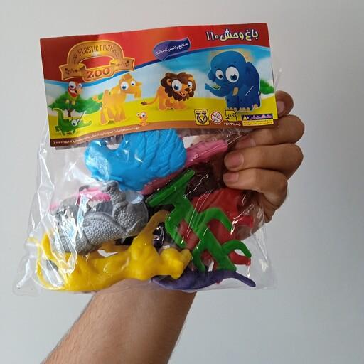 مجموعه حیوانات اسباب بازی فیگور حیوانات وحشی و اهلی پلاستیکی رنگ بصورت رندوم