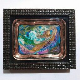 قاب مینیاتور  زیبا ( سینی مسی نقاشی شده طرح رایحه دل نواز  ابعاد 18 در 21 cm)