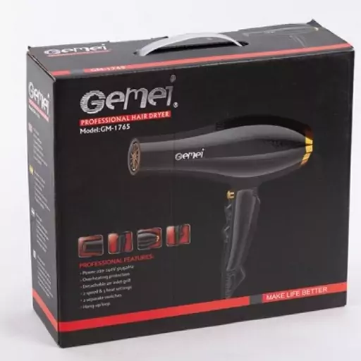 سشوار Gemei مدل GM-1765
قدرت 1200W، به همراه سری ساده سشوار