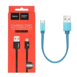 کابل شارژ پاوربانک micro USB برند hoco (رنگ آبی 30cm)