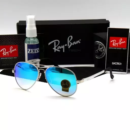 عینک آفتابی خلبانی مردانه  زنانه ریبن ری بن لنز شیشه مدل 3015 فنری UV400 RayBan