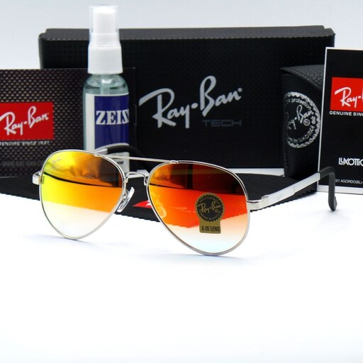 عینک  آفتابی خلبانی مردانه زنانه ریبن ری بن لنز شیشه مدل 3015 فنری UV400 RayBan