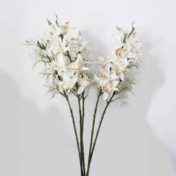 شاخه گل ارکیده مصنوعی مدل سیمبیدیوم رنگ سفید