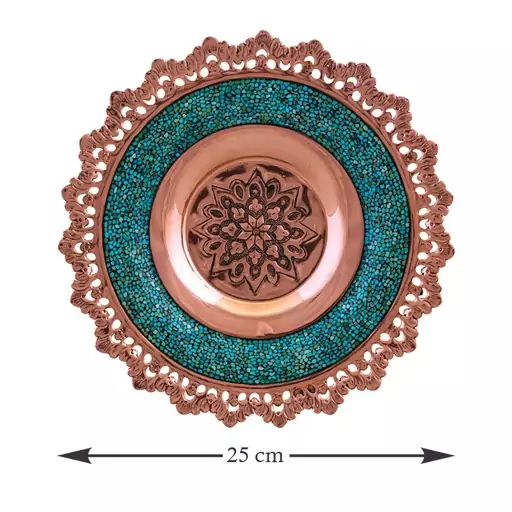 بشقاب مسی فیروزه کوب قطر 25