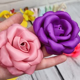 گل های  رز روبانی ساخته شده از روبان گروگن قابل استفاده برای کش مو هدمو تل مو تزیین لباس و کیف