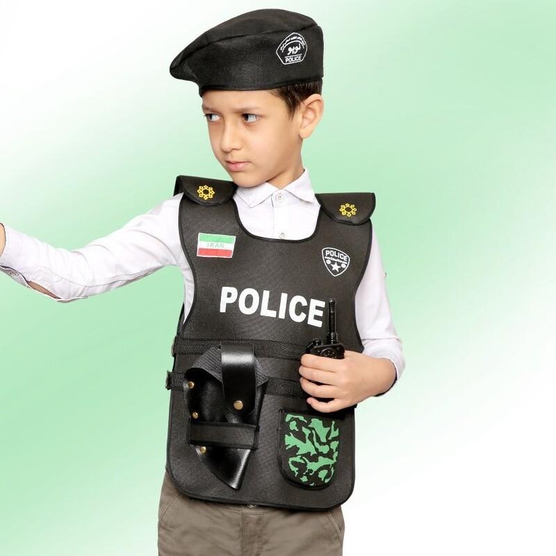 جلیقه پلیس صادراتی به همراه کلاه و غلاف تفنگ