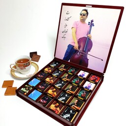باکس هدیه تولد  شامل 50 عدد شکلات کاکائو با   طراحی و چاپ رایگان (عکس و ایده مشتری)