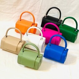 کیف صندوقی دستی و دوشی با رنگبندی زیبا و شیک آبی نارنجی سبز صورتی مشکی سفید  کرم