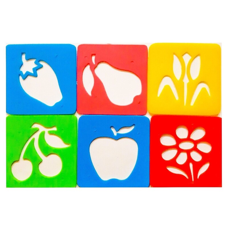 شابلون آموزشی گل و میوه پلاستیکی پک 12 عددی  رسام تحریر  