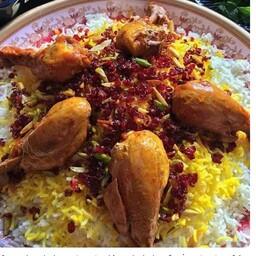 غذای خانگی زرشک پلو با برنج ایرانی