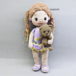 عروسک دختر بافتنی به همراه خرس 