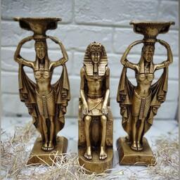مجسمه دکوری و پلی استر مدل فرعون و خدمه مجموعه 3 عددی کد 1