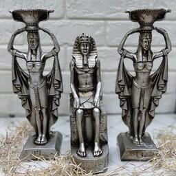 مجسمه دکوری و پلی استر مدل فرعون و خدمه مجموعه 3 عددی کد 2