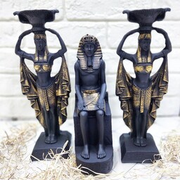 مجسمه دکوری پلی استر مدل فرعون و خدمه مجموعه 3 عددی کد3