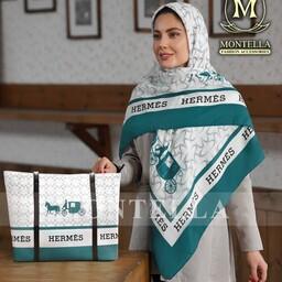 ست کیف و روسری زنانه طرح هرمس سبز با کیف مستطیلی و ارسال رایگان  mo168