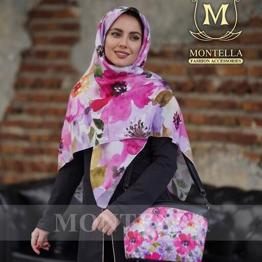 ست کیف و روسری زنانه طرح گل صورتی قیمت مناسب و ارسال رایگان  mo186