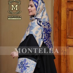 ست کیف و روسری و شال زنانه طرح هیچ رنگ آبی با کیف دوشی دسته چرمی ارسال رایگان mo185
