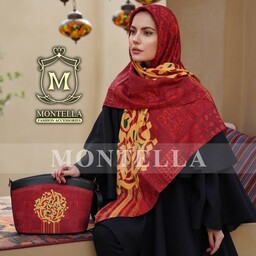 ست کیف و روسری زنانه رنگ قرمز شیک با کیف دسته چرمی دوشی با کیفیت ارسال رایگان mo177