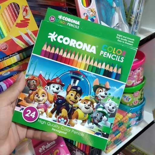 مداد رنگی 24 رنگ جعبه مقوایی کرونا