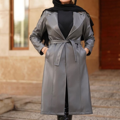 پالتو چرم  بلند آستر دار زنانه با  رنگ بندی متنوع و طراحی زیبا