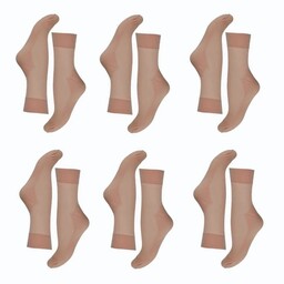 جوراب زنانه کرمی مدل پارازین برند سمانه کفه دار (جنس استرچ و ضخامت متوسط)  بسته 6 عددی (6 جفت)