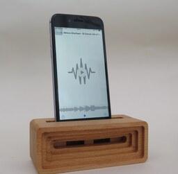 اسپیکر چوبی  و نگهدارنده موبایل چوب راش 