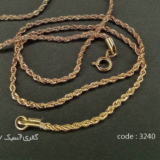 گردنبند زنانه استیل طنابی طلایی رنگ ثابت مشابه طلا کد 3240 اکسسوری و بدلیجات و زیورآلات 