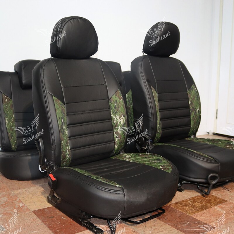 روکش صندلی چرم سوشیانت مدل چریک ارتشی مناسب برای پژو 206 و 207