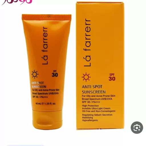 کرم ضدآفتاب وضدلک بی رنگ مناسب پوست چرب فاقد چربی Spf30