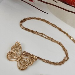 رولباسی پروانه طلایی رنگ بسیار شیک و جذاب گردنبند پروانه کادو تولد گردنبند پروانه ولنتاین 