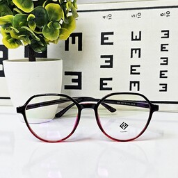 عینک طبی کائوچویی چند ضلعی زنانه کائوچویی tr90  رنگ زرشکی مشکی
