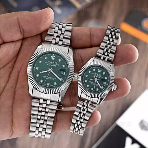 ست ساعت مچی رولکس ROLEX طرح دیت جاست مدل 1656 دارای جعبه و باطری اضافه