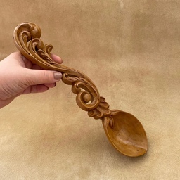 قاشق چوبی پیچک و صدف منبت شده دستساز مهرآسا