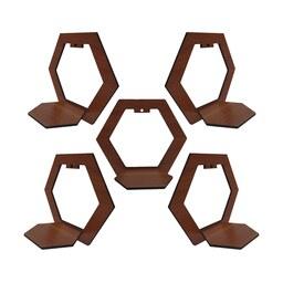 شلف دیواری چوبی 5 عددی مدل شش ضلعی فروردین رنگ قهوه ای به قیمت تولیدی 