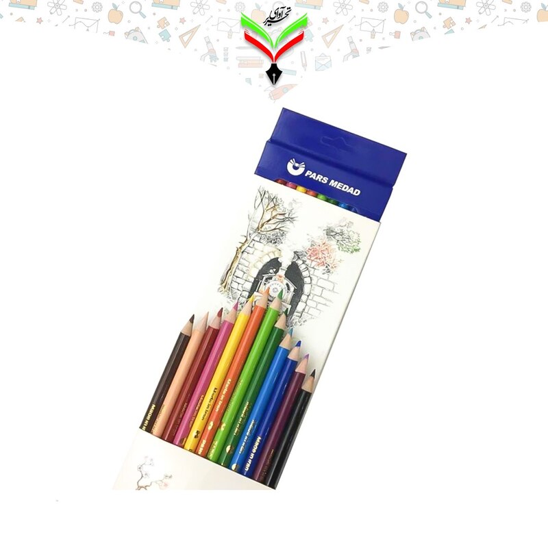 مداد رنگی 12 رنگ مقوایی پارس مداد