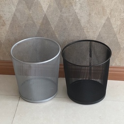 سطل زباله فلزی توری اداری ارتفاع 28 مشکی و نقره ای بسیار باکیفیت و مقاوم