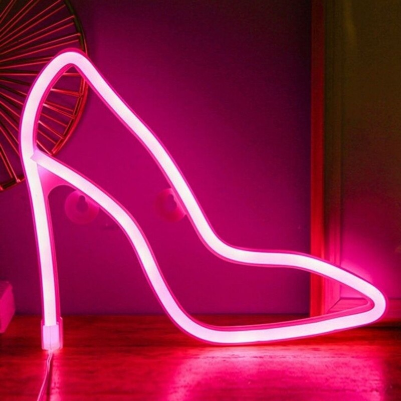 تابلو نئون فلکسی طرح کفش زنانه سایز 40در 40 سانتی متر 