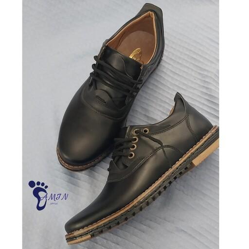 کفش  مردانه اداری چرم صنعتی باکیفیت رنگ مشکی مدل رئال  سایز از 40تا 45 ارسال رایگان با پست پیشتاز