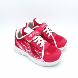 کفش اسپرت ورزشی دخترانه چسبی رنگ قرمز فدک نرم و سبک کیفیت عالی ارسال رایگان به سراسر کشور بند نمایشی کفش مدرسه قرمز